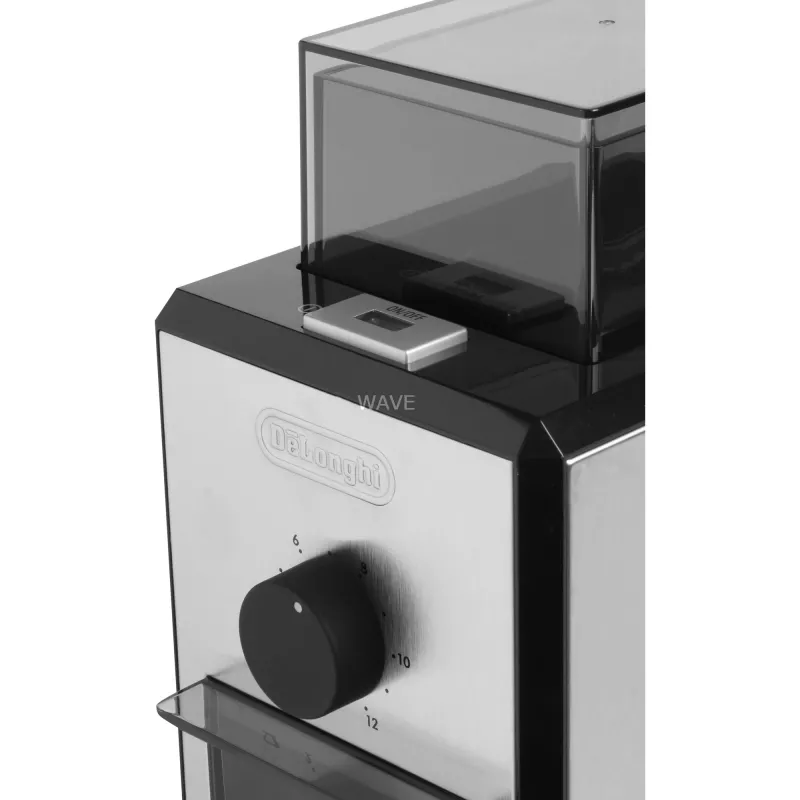 Coffee grinder De’Longhi KG89 — 120 g bean capacity, 110 W, 12-cup, stainless steel plastic housing