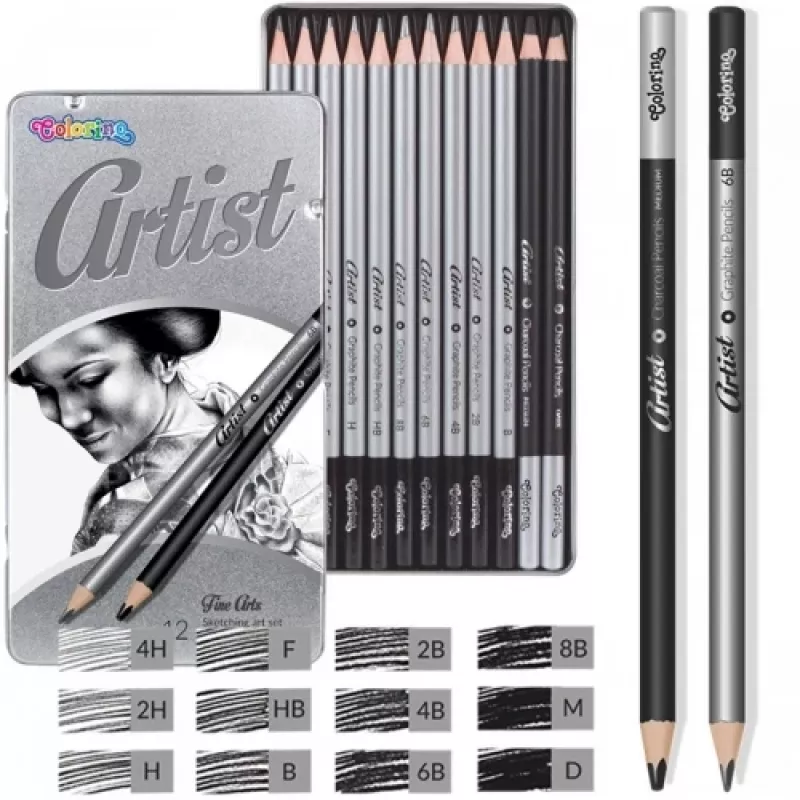 Colorino sketching art set 80118PTR — 12-piece sketching pencils and accessories