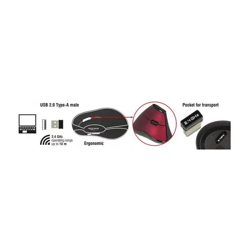 Mouse DeLOCK 12528 RF Wireless Optical 1000 DPI