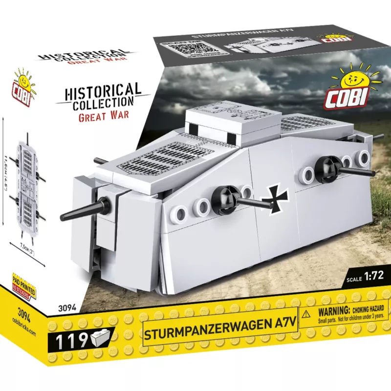 Building set COBI Sturmpanzerwagen A7V — 119 pieces, recommended age 5+, silver