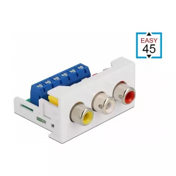 RCA Module DeLOCK Easy 45 3 x RCA Female Port 22.5 x 45 mm