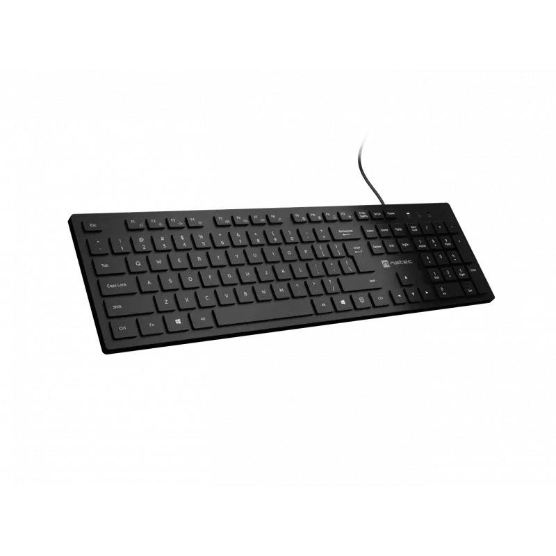 Wired slim multimedia keyboard NATEC HERRING — black, low-profile layout, multimedia keys