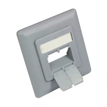 Zentralstück 50x50mm inkl. Abdeckrahmen 80x80mm für Netzwerkdosen, silbergrau (matt) RAL7001, Good Connections (GC-N0053)