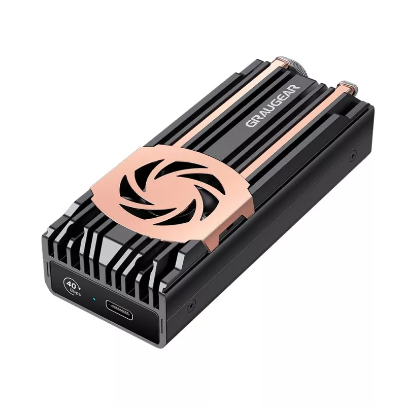 SSD enclosure GrauGear G-M2U4-40G-F — M.2, 1 drive, USB4 Gen4, 40 Gbit/s, aluminium, black