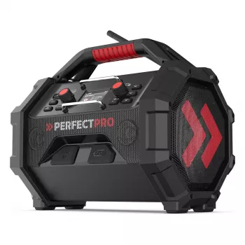 Portable Construction Radio PerfectPro ROCKTAGON 18V — battery powered jobsite radio
