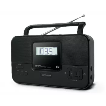 Portable radio muse M-087 MB — FM receiver, AUX input, headphone output, battery-powered