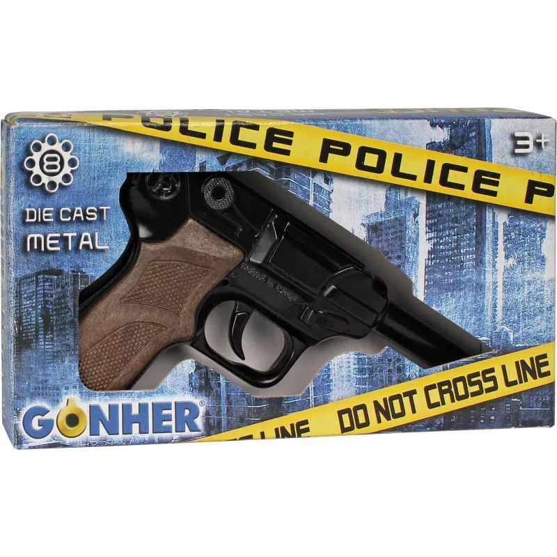 Metal toy police revolver Gonher 8-shot, metal construction, model 258441