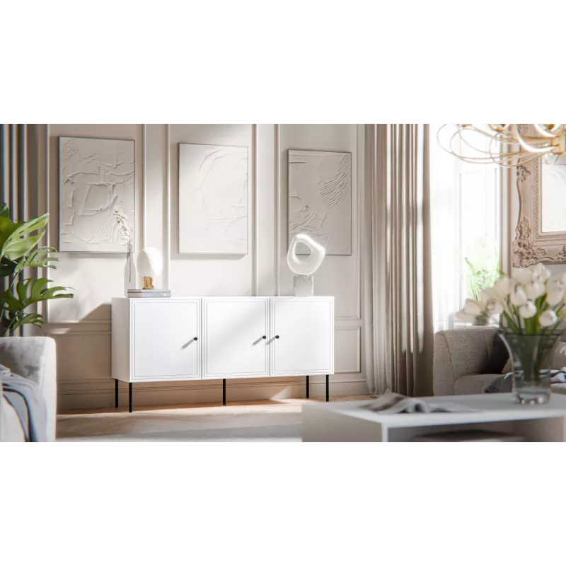 3D chest of drawers PALAZZO BIS 151x40x75 white matt