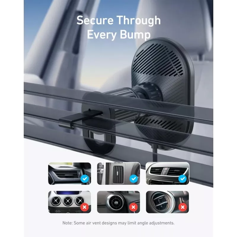 Wireless Magnetic Car Charger Anker MagGo 15W — Magnetic 15W Qi Fast Charging for Smartphones, Black