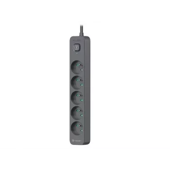 Power Line+ 3m Graphite surge protector power strip (5 sockets)