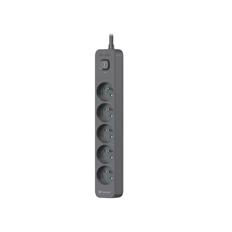 Power Line+ 3m Graphite surge protector power strip (5 sockets)