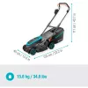 Battery-Lawn Mower PowerMax 37/36V P4A Ready-To-Use Set, 36Volt (2x18V) (black/Grey, 2x Li-Ion Battery 4,0Ah, POWER FOR ALL ALLIANCE)