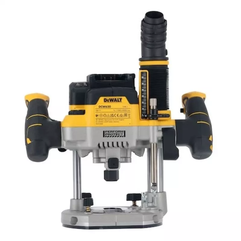 Plunge Router DeWalt DCW620NT-XJ, battery brushless, 18V, 1600W output, 11–23k RPM, 12.7mm collet, dust port, LED, 3.6kg, case
