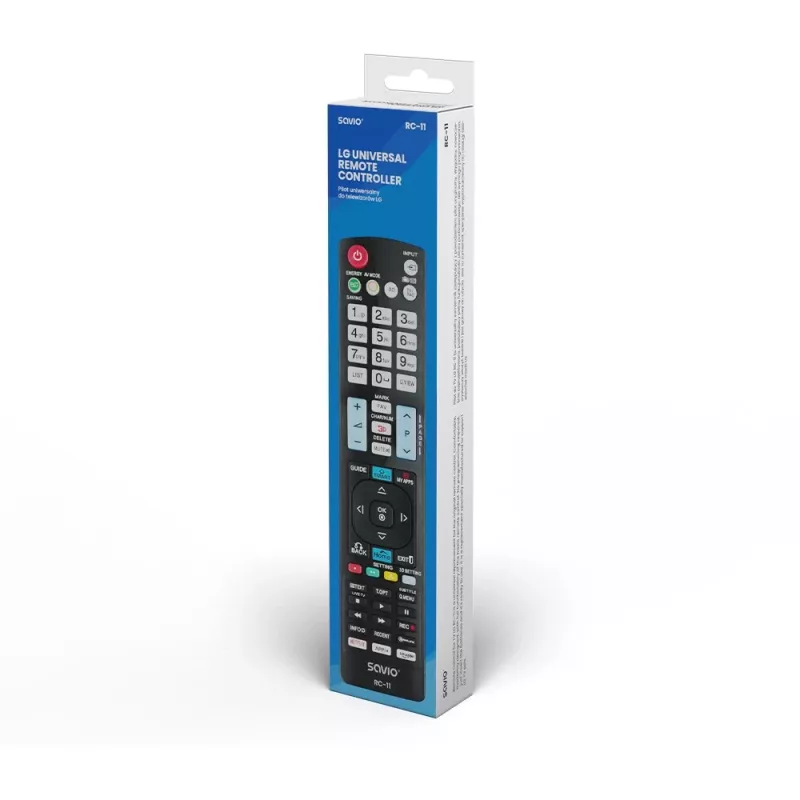 SAVIO RC-11 infrared remote control for LG TV, black, range 10 m, supports 1 device