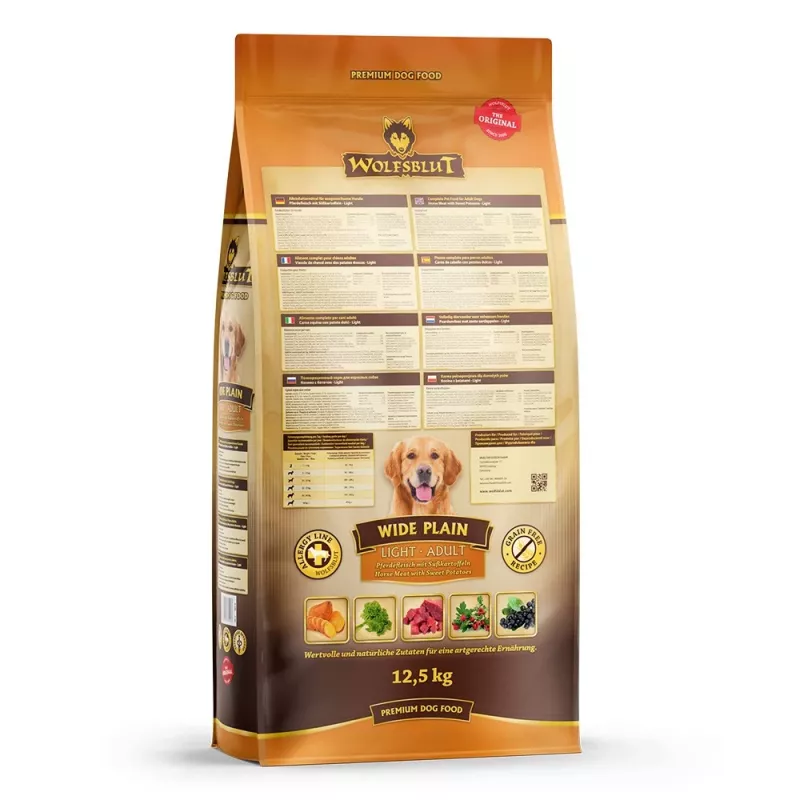 Dry dog food Wolfsblut Wide Plain Light Horse with sweet potatoes — 12.5 kg, 22% protein, 6% fat, gluten- and sugar-free