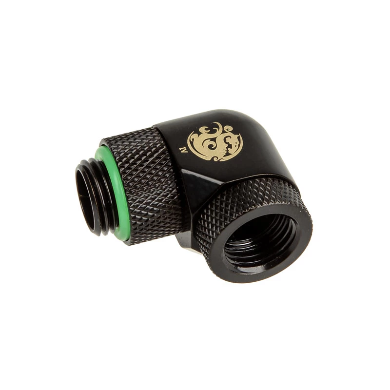Adapter 90° BitsPower BP-MB90R2LD G1/4 inch male to G1/4 inch female, 2x rotatable swivel