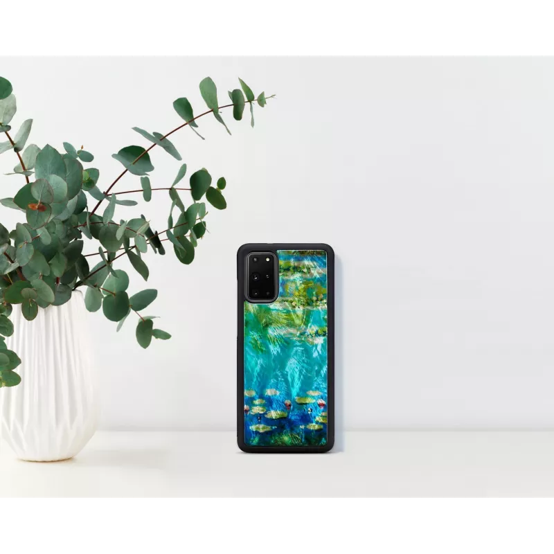 Phone case iKins for Samsung Galaxy S20+ — black water lilies design
