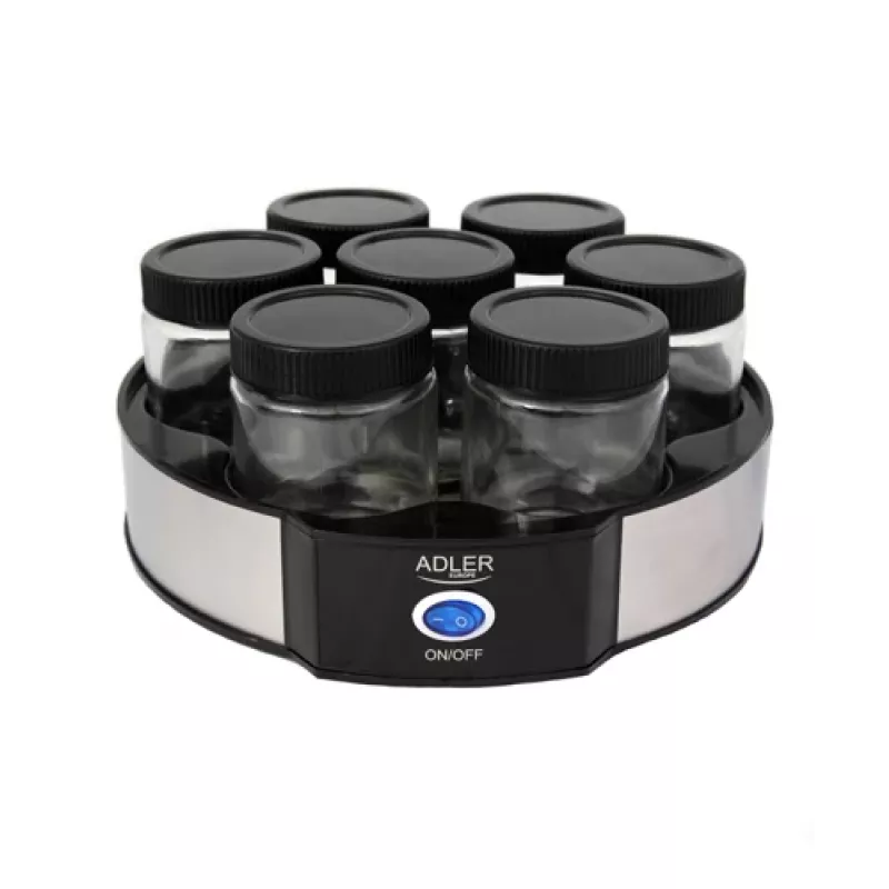 Yogurt maker Adler AD 4476 — 7 pots, 42°C, 20 W, grey/black/transparent