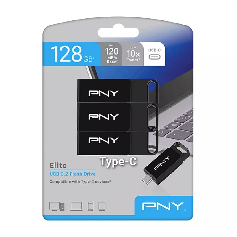 USB flash drive PNY Elite 128 GB USB Type-C 3.2 Gen 1 (3.1 Gen 1) Black