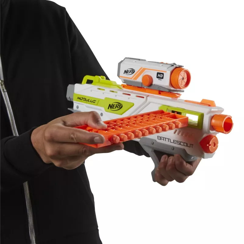 Toy Blaster HASBRO Nerf BattleScout ICS-10 FFP B1756F030 – foam dart blaster, single-shot, tactical rail