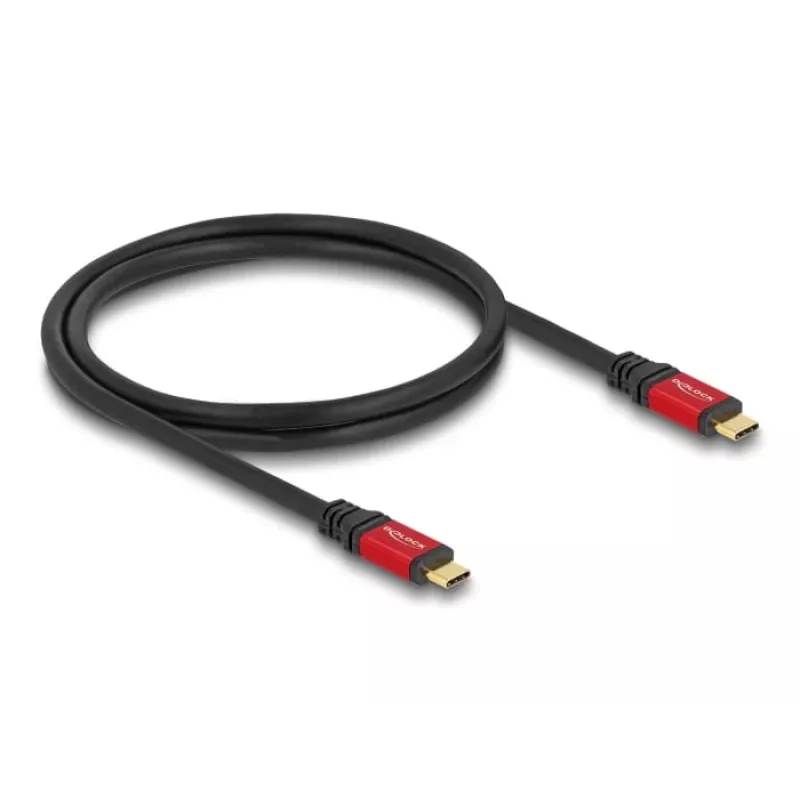 DeLOCK USB Cable USB Type-C male to male 10 Gbps PD 3.0 100 W 1 m red metal