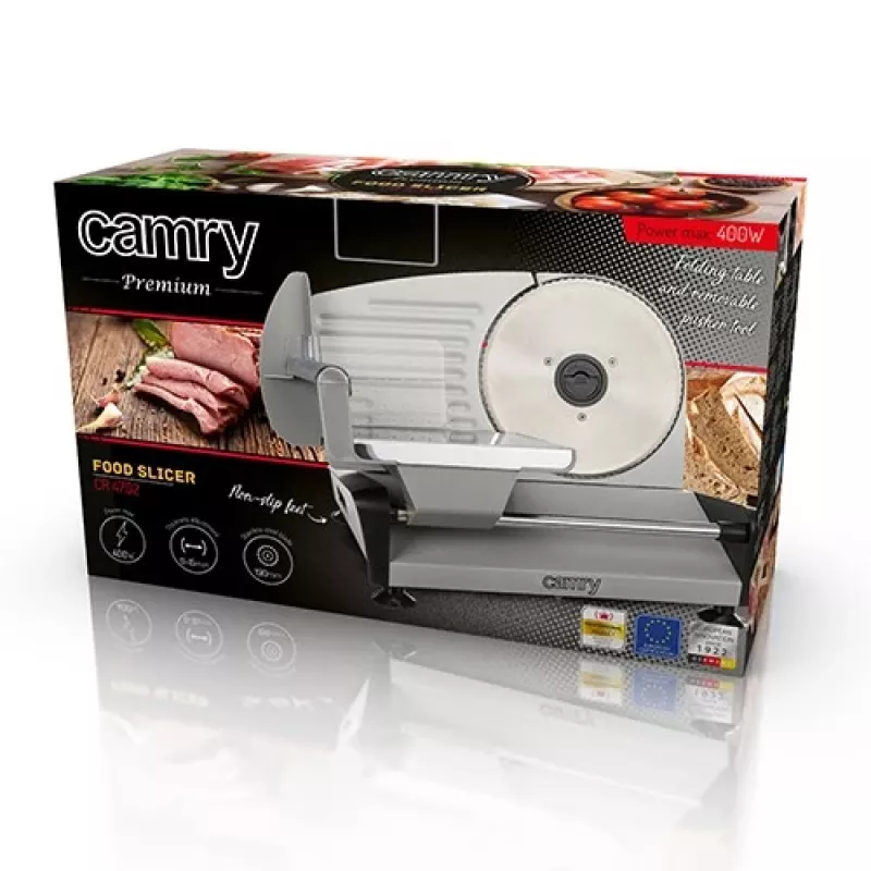 Camry CR 4702 Slicing Machine Electric Black - Grey - Satinierter Steel Stainless Steel (CR 4702)