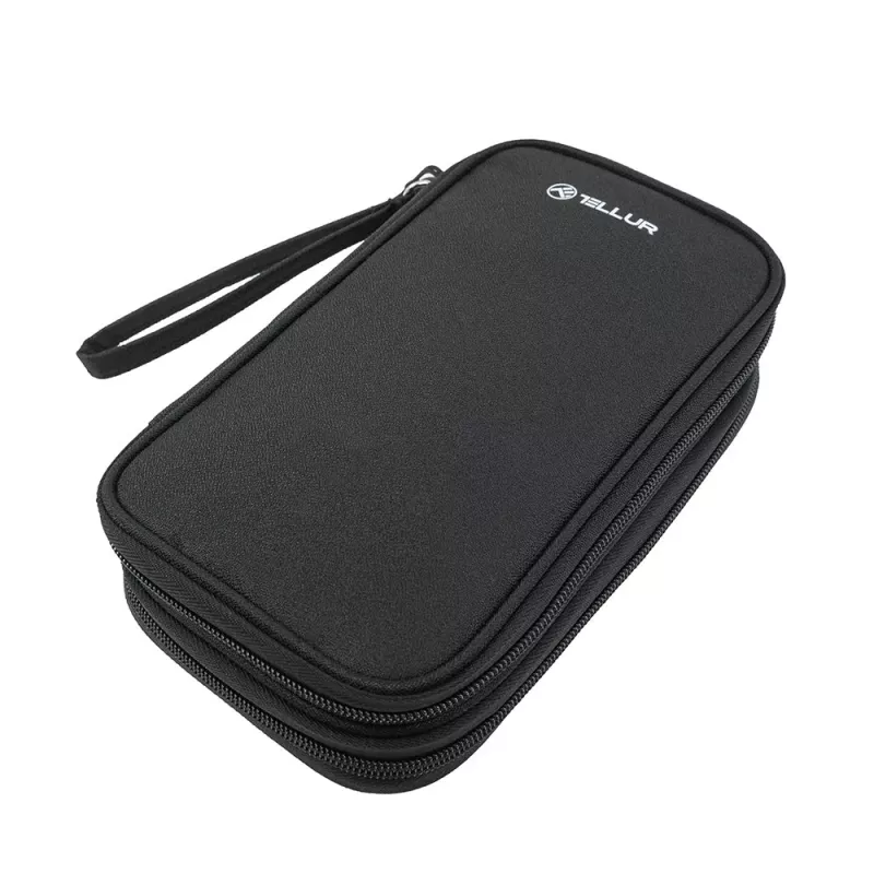 Cable organiser pouch Tellur TLL193011 — compact travel case for chargers, cables, adapters, black