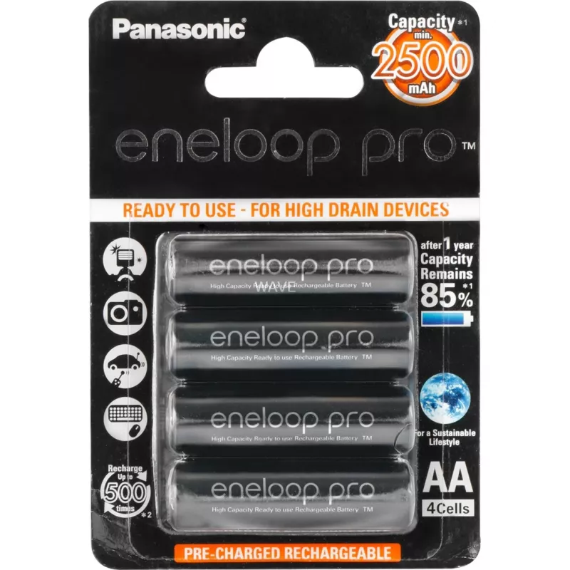 Rechargeable AA battery Panasonic BK-3HCCE/4BE NiMH 1.2 V 4 pcs