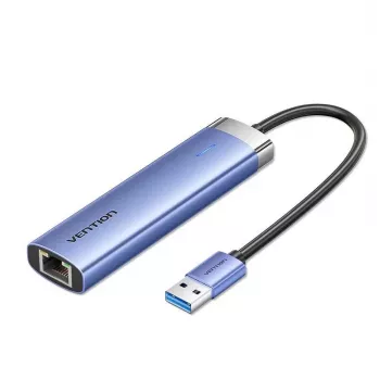 Vention TGFSB USB 3.2 Gen 1 (3.1 Gen 1) Type-A 5-port Hub with Gigabit RJ-45 and USB-C, Blue
