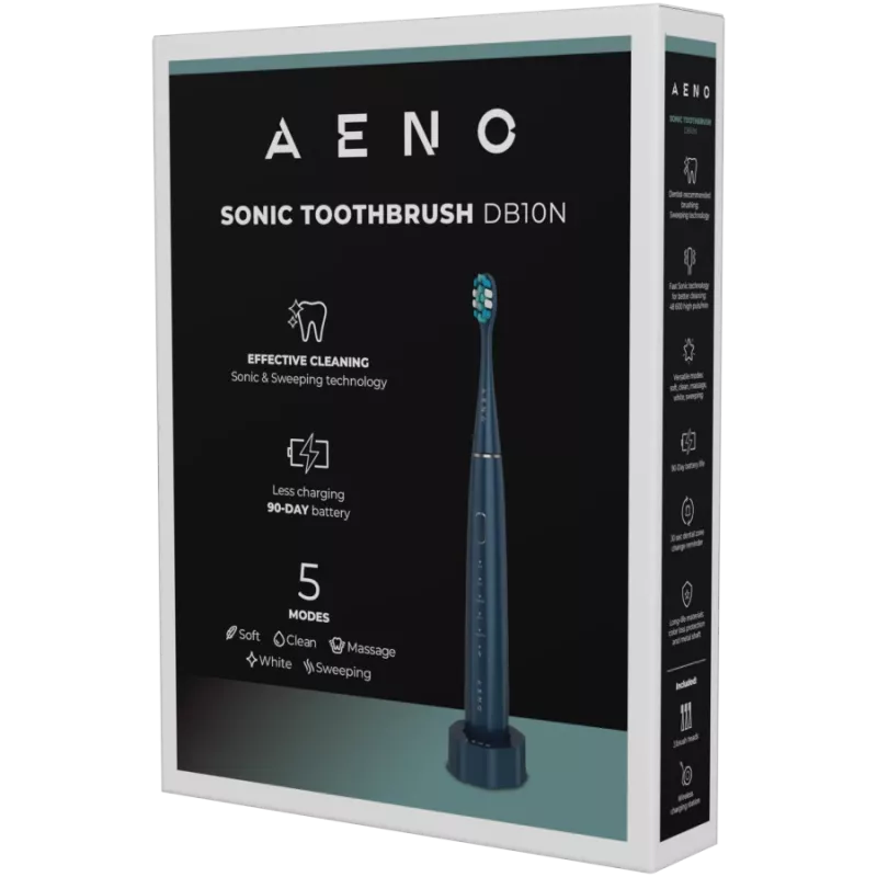 Wireless Tooth Brush, Navy Blue, 3 Brush Heads, 1400mAh, Function: Soft, Clean, Massage, White, Sweep