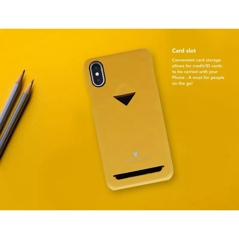 Phone rear case VixFox for iPhone X/XS, mustard yellow, card slot back shell