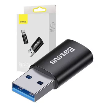 Adapter Baseus Ingenuity USB Type-A (female) to USB Type-C (male) 10 Gbit/s, black, 14×22×8 mm