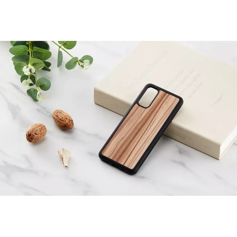 Phone case man and wood Galaxy S20 cappuccino black — protective smartphone cover for Samsung Galaxy S20
