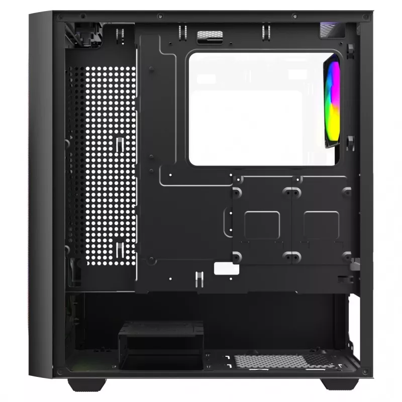 PC case SAVIO Noctis Flow RGB — Cube, ATX/Mini-ITX, 3x 120 mm front fans, tempered glass side, max GPU 35 cm
