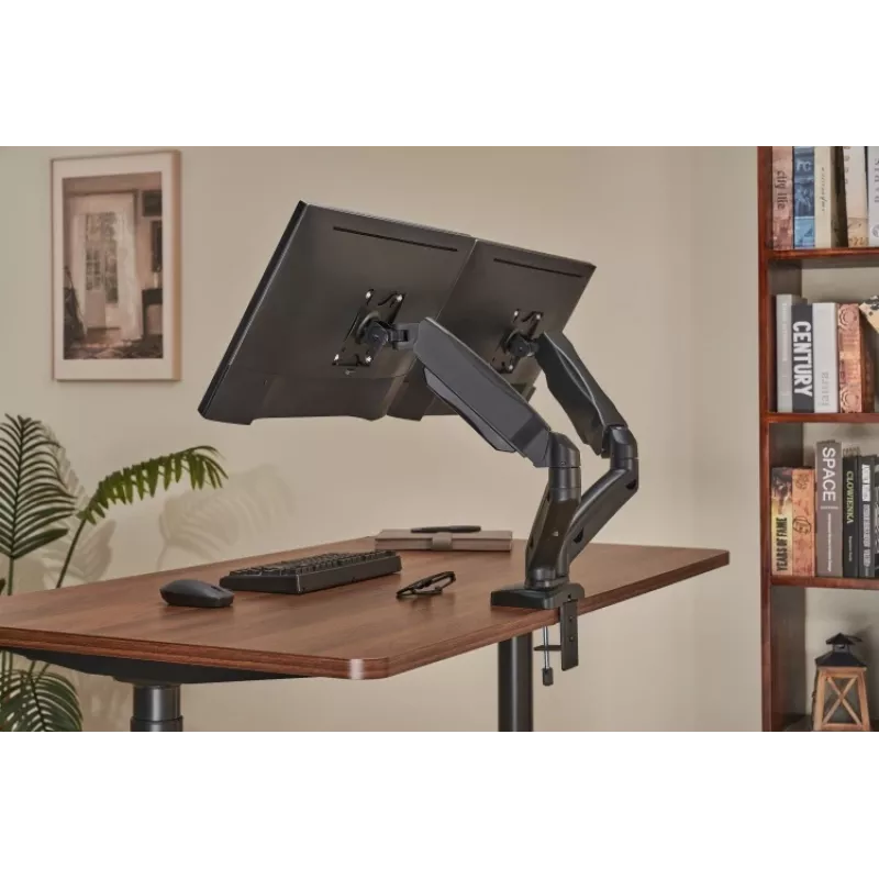 Monitor Arm up up Economical Interactive Counterbalance Dual Monitor Arm Matte Black VESA 75x75/100x100