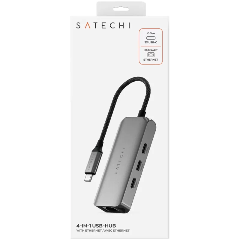Satechi docking station 4-in-1 ST-H3C25EM USB-C 3.2 Gen2 Grey (ST-H3C25EM)