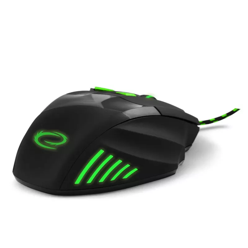 Wired Gaming Mouse ESPERANZA EGM201G — right-hand, optical 2400 DPI, 7 buttons, USB Type-A, 1.5 m cable, black/green