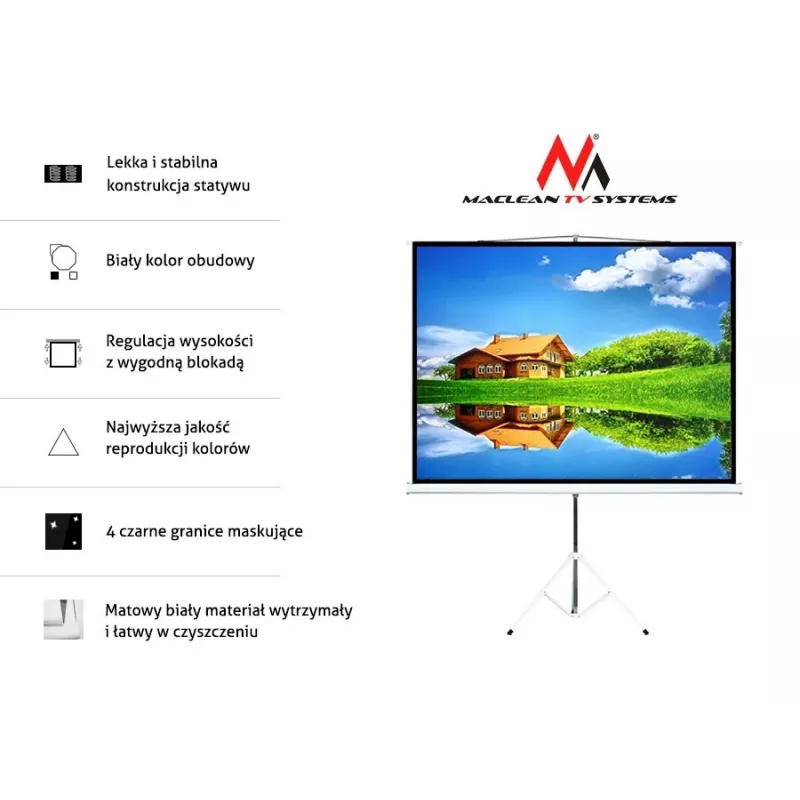 Projection screen tripod stand MACLEAN MC-595 200×150 cm (100 inch) 4:3