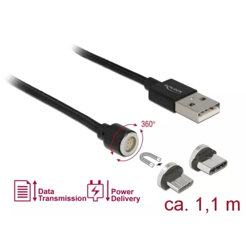 USB Cable DeLOCK 85723 USB 2.0 1.1m USB A USB C/Micro-USB B Black