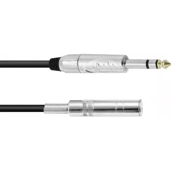 Audio cable Omnitronic 6.3 mm stereo jack extension, 3 m, black