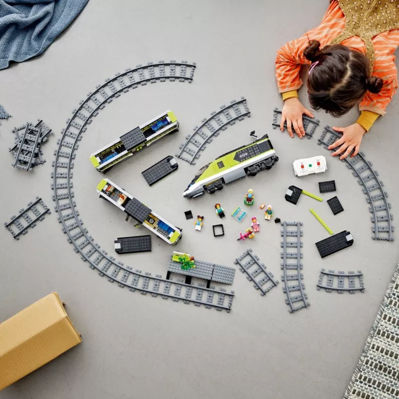 LEGO 60337 City Express Passenger Train Set Remote Controlled Toy Gifts for Kids Boys & Girls with Working Headlights 2 Coaches and 24 Track Piece
