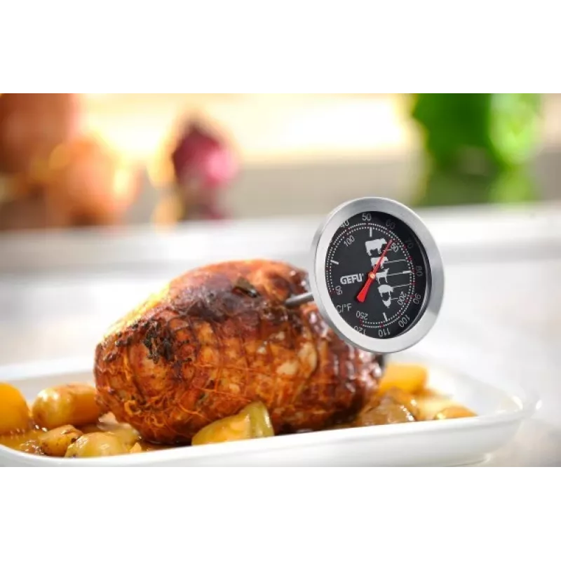 Analog food thermometer GEFU MESSIMO 10–120 °C, stainless steel, black