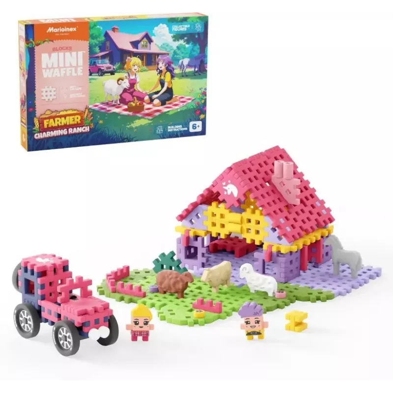 Toy construction set Marioinex Mini Waffle 112 pieces – Farmer Urocze Ranczo, multicolour, age 6+