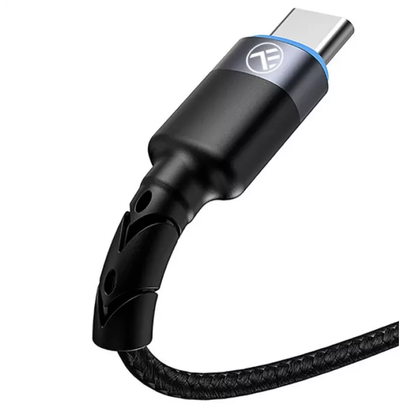 Data cable Tellur USB to Type-C LED nylon braided 1.2 m Black