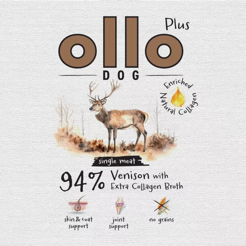 Ollo Plus Kolagen Venison 400g dog food can