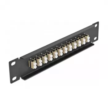 Fiber Optic Patch Panel DeLOCK 10 inch 12 Port LC Duplex beige 1U black
