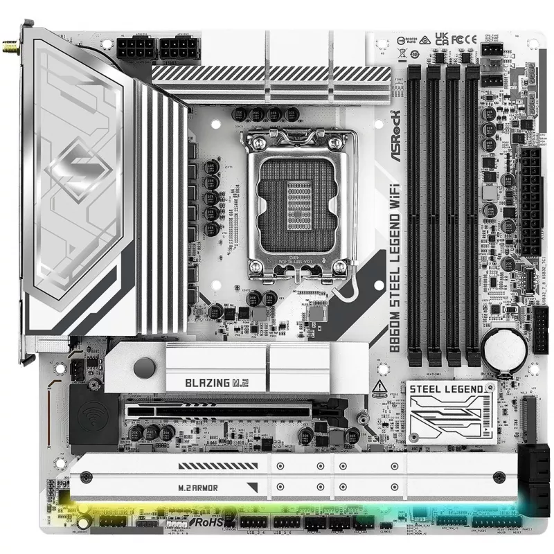 Motherboard ASRock B860M Steel Legend WiFi — Intel B860, LGA 1851, micro‑ATX, DDR5, 4 DIMM, Wi‑Fi 6E, 2.5GbE
