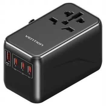 Charger Vention FJGB0 100W GaN with 3× USB-C and 1× USB-A, Black
