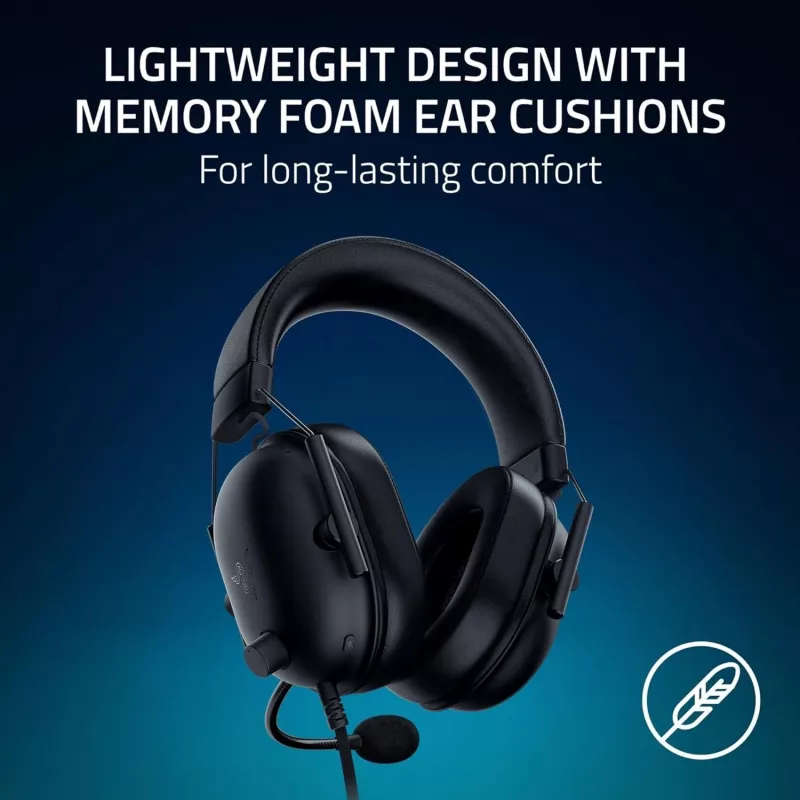Wired gaming headset Razer BlackShark V2 X — binaural, 3.5 mm, 32 Ω, 12–28000 Hz, boom mic -42 dB, 270 g