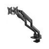 Manhattan Dual Desk Mount for TV & Monitors (Full Motion Gas Spring) with built-in Dock, For screens to 27 inch, Ports (x7): Ethernet,HDMI (x2),USB-A (x3) and USB-C,Power Delivery (100W) to USB-C Port (Separate USB-C wall charger/cable needed),VESA: 75x75 and 100x100mm